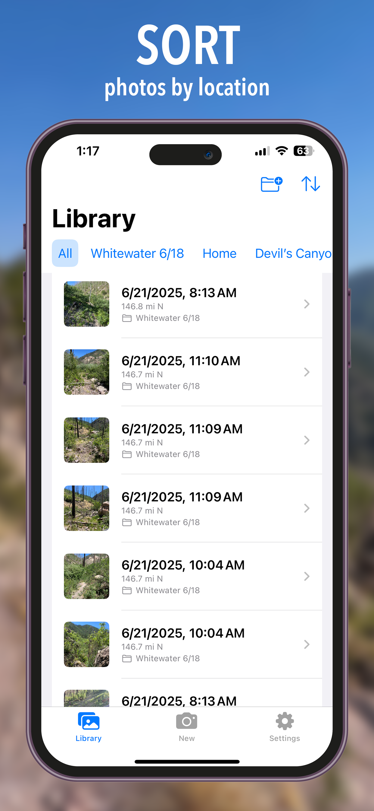 Sort photos by location